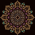 AI Generated Floral Mandala Design on Dark Background Royalty Free Stock Photo