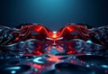 Symmetrical, flowing chrome figures reflected, with red highlights on a dark background Royalty Free Stock Photo
