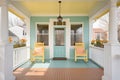 symmetrical front porch of a twostory colonial revival residence