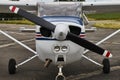 Symmetrical front view of Cessna 172 Skyhawk 2 airplane on an as