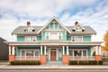 symmetrical front view of colonial with central pediment