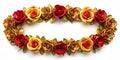 Symmetrical Garland of Gold and Red Roses AI-Created Content