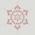 A symmetrical geometric design composed of interconnected triangles forms a six- Royalty Free Stock Photo