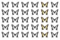 Symmetrical geometric pattern of swallowtail butterflies. colorful swallowtail butterflies isolated on white