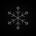 A symmetrical geometric snowflake design centered on a black background Royalty Free Stock Photo