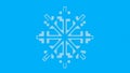 A symmetrical geometric snowflake design is set against a bright blue backgroun Royalty Free Stock Photo