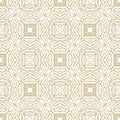 Symmetrical greek arabesque style gold lines seamless pattern. Floral beautiful vector background. Line art isolated golden Royalty Free Stock Photo