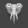 Symmetrical grey elephant head made of triangles