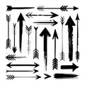 A symmetrical grid of hand-drawn arrows with a grunge aesthetic. Great for visual guides and compositions. Royalty Free Stock Photo
