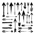 A symmetrical grid of hand-drawn arrows with a grunge aesthetic. Great for visual guides and compositions. Royalty Free Stock Photo