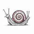 A symmetrical, hand-drawn illustration of two snails connected at the shell. The Royalty Free Stock Photo