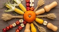 Symmetrical Harvest Arrangement Royalty Free Stock Photo