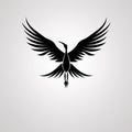 Symmetrical Heron Flying Logo - Vector Art With Crisp Clean Edges