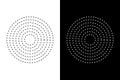 Dashed line round shape geometric vector illustration. Abstract concentric circles in black and white. Royalty Free Stock Photo