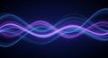 Symmetrical Intersecting Waves of Electric Blue and Violet Light on a Deep Dark Background Royalty Free Stock Photo