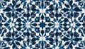 Symmetrical kaleidoscopic pattern with a deep blue background and intricate