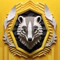 Symmetrical Layered Hufflepuff Badger Crest. Generative AI Royalty Free Stock Photo