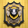 Symmetrical Layered Hufflepuff Badger Crest. Generative AI