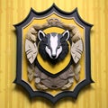 Symmetrical Layered Hufflepuff Badger Crest. Generative AI Royalty Free Stock Photo