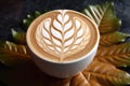 symmetrical leaf pattern in cappuccino foam
