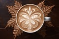 symmetrical leaf pattern in cappuccino foam