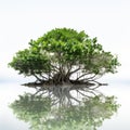 Symmetrical Mangrove Reflection: Detailed Nature Art On White Background