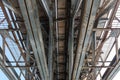 Symmetrical metal structure of railroad bridge Royalty Free Stock Photo