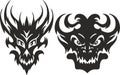 Symmetrical monster head tattoos