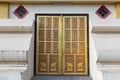 Multi Colored Gate Door Entrance Symmetrical Background Pattern Buddhist Temple Exterior Vientiane Laos