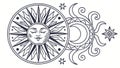 Symmetrical Ornate Sun & Moon Celestial Vector, vector design Generative AI Royalty Free Stock Photo