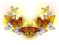 Symmetrical pattern of butterflies monarchs Royalty Free Stock Photo