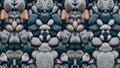 A symmetrical pattern of smooth, multicolored stones arranged in a kaleidoscopic layout Royalty Free Stock Photo