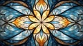 Symmetrical pattern in stained-glass window style. Computer-generated graphics. Generative AI Royalty Free Stock Photo