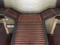 symmetrical photo of a staircase inside the building of Plaza de Espana, Andalusia, Spain