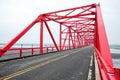 Symmetrical red steel structure construction of bridge and road in, Taiwan Royalty Free Stock Photo