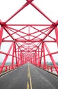 Symmetrical red steel structure construction of bridge and road in, Taiwan Royalty Free Stock Photo