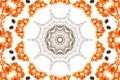 Symmetrical round floral orange green tiny details