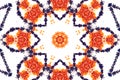Symmetrical round octogonal floral orange purple design