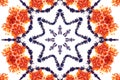 Symmetrical round octogonal floral orange purple design