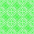 symmetrical seamless ornament tile from green graphic abstract elements on white background