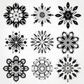 Symmetrical Snowflake Motifs In Black And White Vector Art Royalty Free Stock Photo
