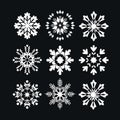 Symmetrical Snowflake Silhouettes: Superflat Style Vector Art Royalty Free Stock Photo