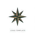 Symmetrical star logo with eight angular points alternating green and brown hues. Royalty Free Stock Photo