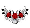 Symmetrical tattoo of red roses Royalty Free Stock Photo