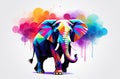 Symmetrical Tessellated Geometric Elephant Vector Art: Vibrant Smoke Effects