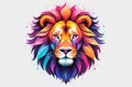 Symmetrical Tessellated Geometric Lion Vector Art: Vibrant Smoke Effects