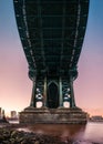 Symmetrical vertorama under Manhattan Bridge Royalty Free Stock Photo