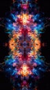 Symmetrical vibrant cosmic explosion with abstract elements