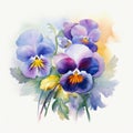 Symmetrical Watercolor Pansies: Powerful Symbolism In Wlop Style