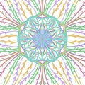 Symmetrical watercolor kaleidoscope pattern with vines and center flower seal